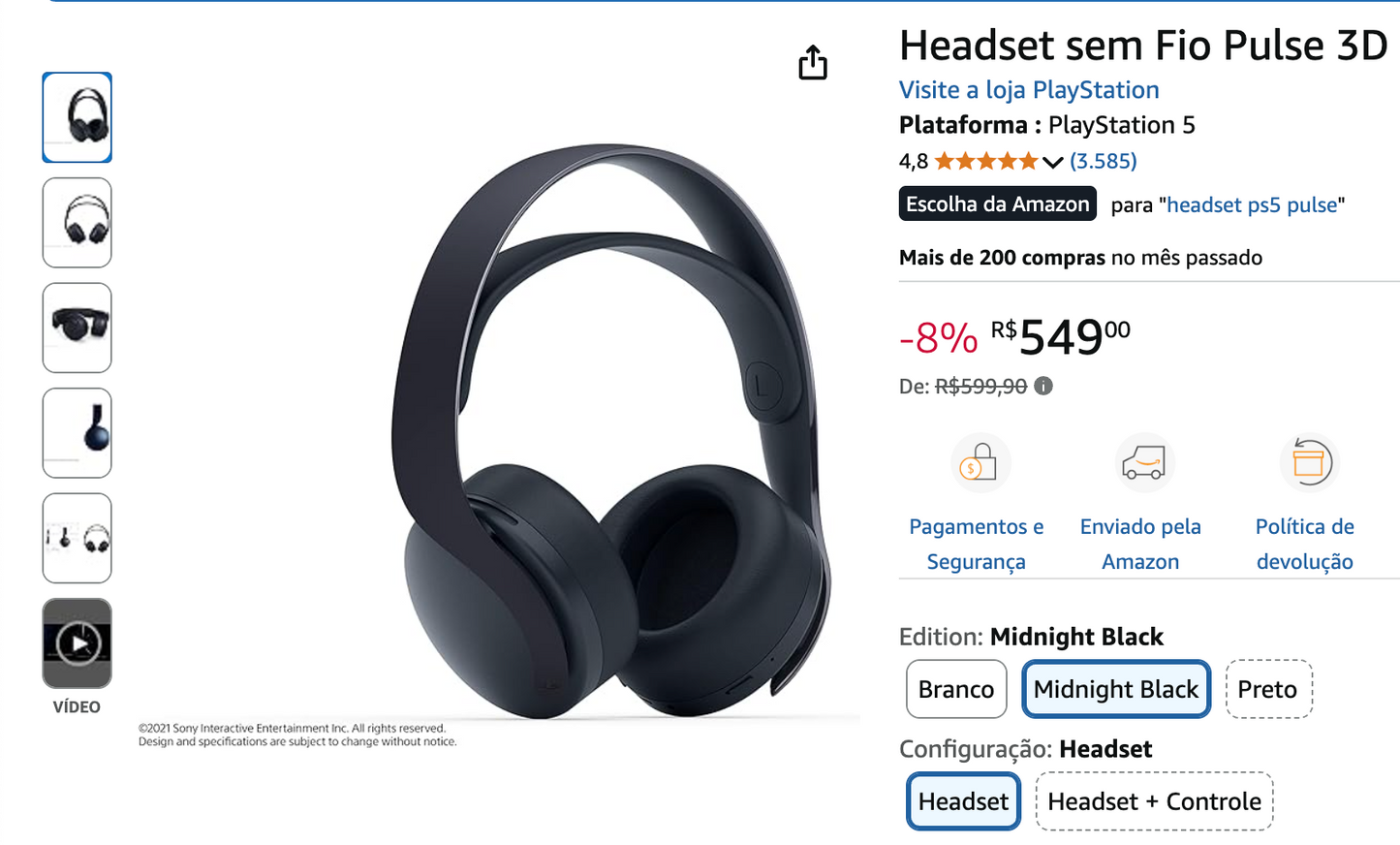 Headset Playstation 5 - NOVO (PS5)